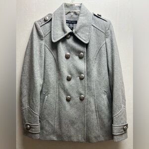 New York And Company Women’s Light Gray Pea Coat-Wool Blend-Size: Small